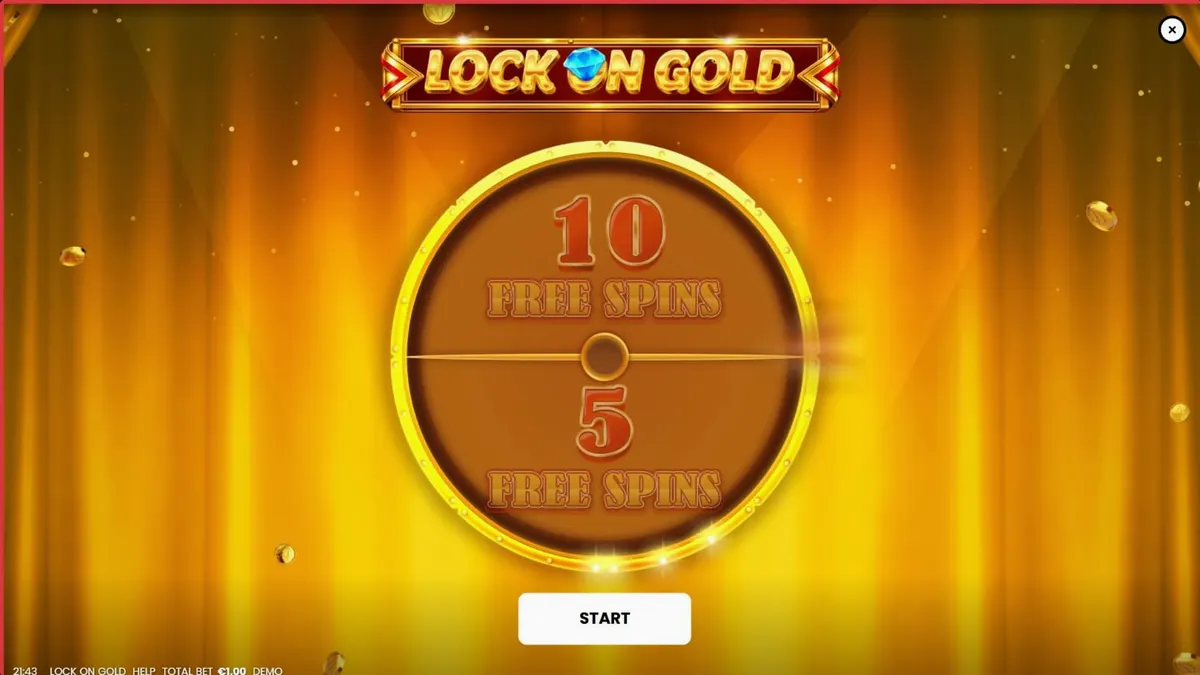 Cenário luxuoso de teatro com barras de ouro e símbolos brilhantes no slot Lock On Gold
